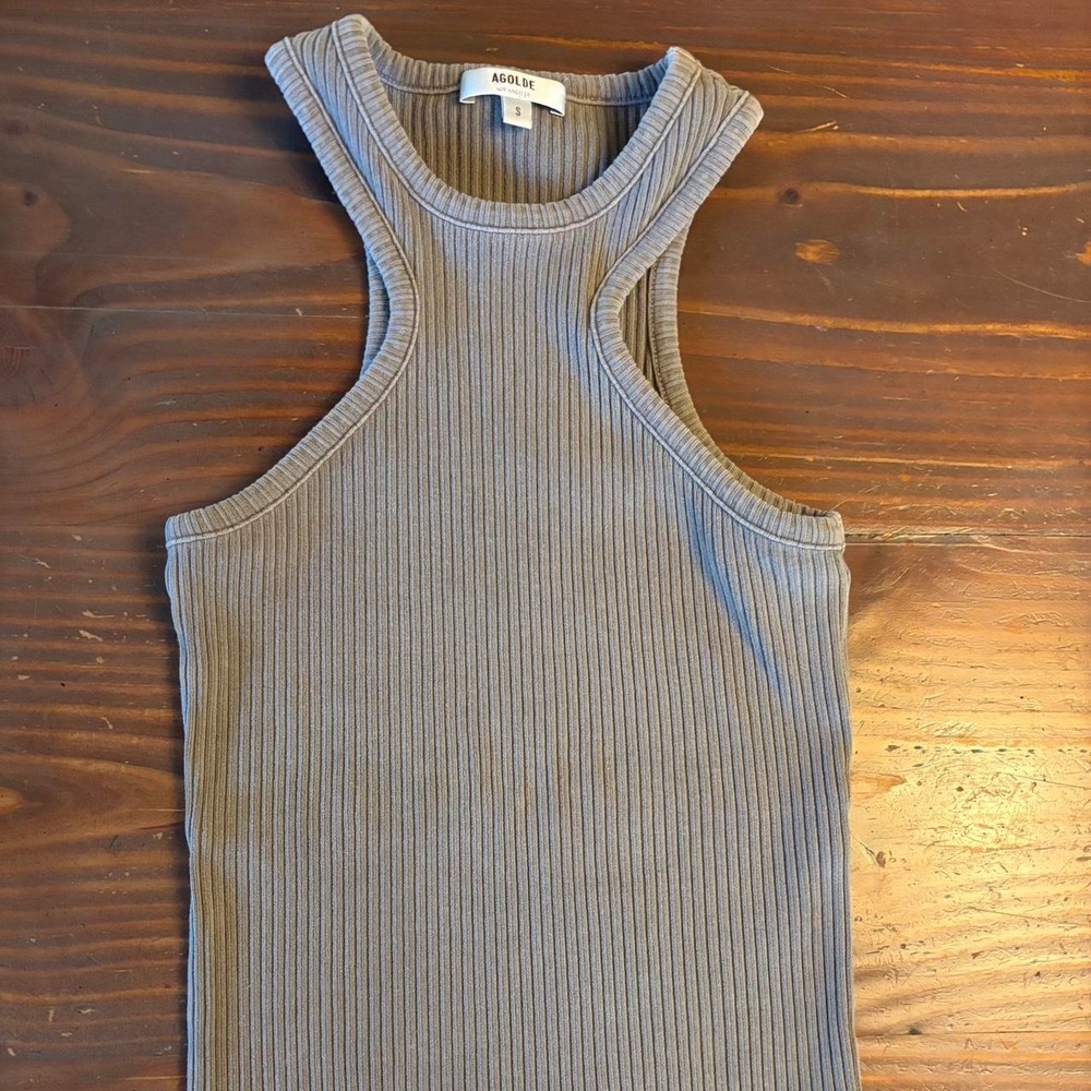 Agolde Ribbed Grey Tank Small